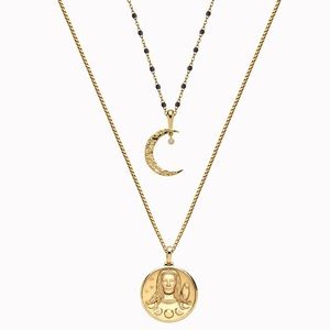 Nyx goddess layering set. Coin and moon necklace charm. Awe inspired